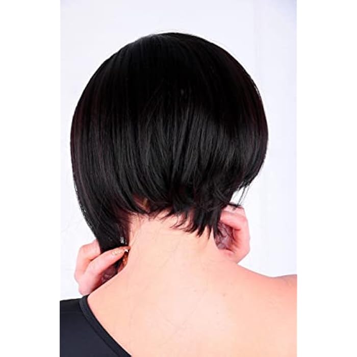 DILLARDS Short Women Wig Color Black Synthetic Hair Washable And Heat Tolerant (B09Rmmk7Rq) - Image 3